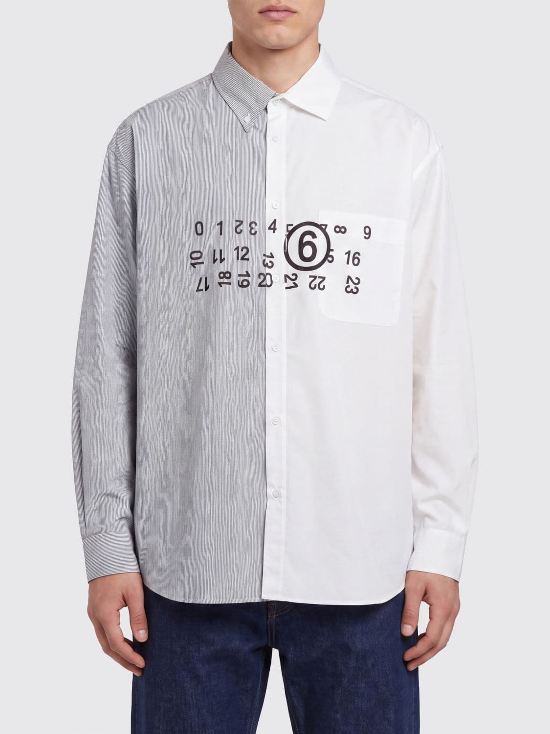 Mm6 Maison Margiela Cotton Shirt with a Patchwork Design and Hybrid Collar