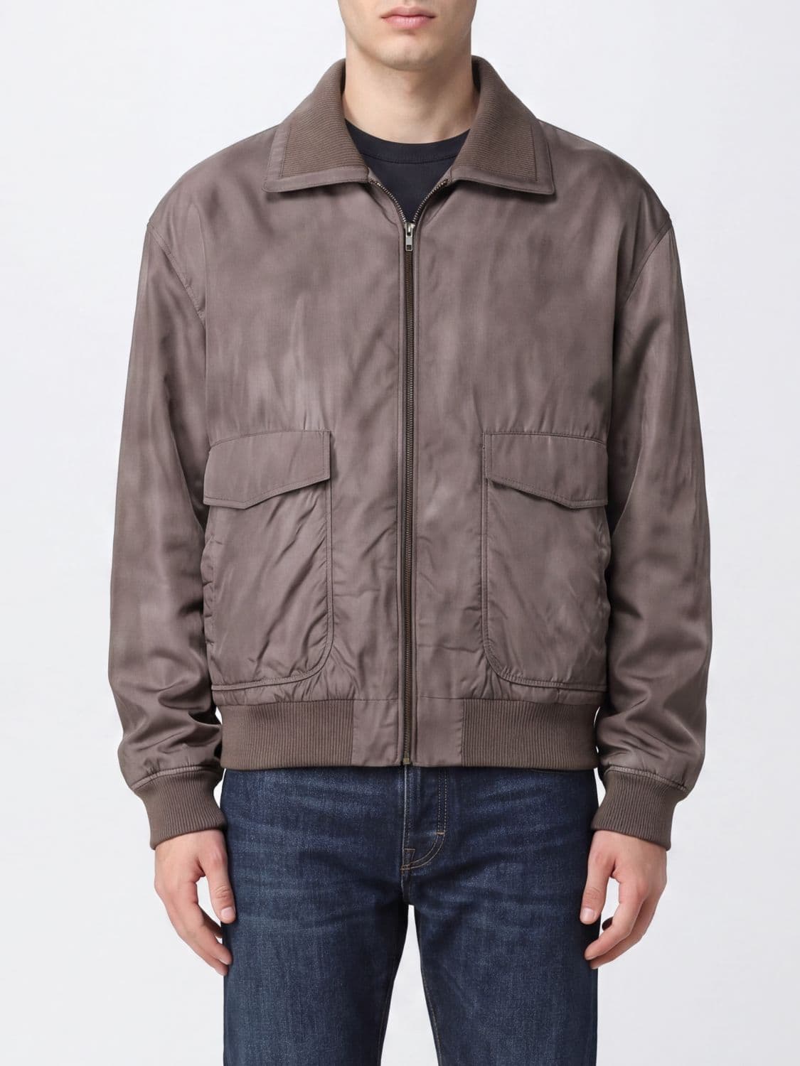 Mm6 Maison Margiela Nylon Bomber Jacket with Classic Collar and Dropped Shoulders