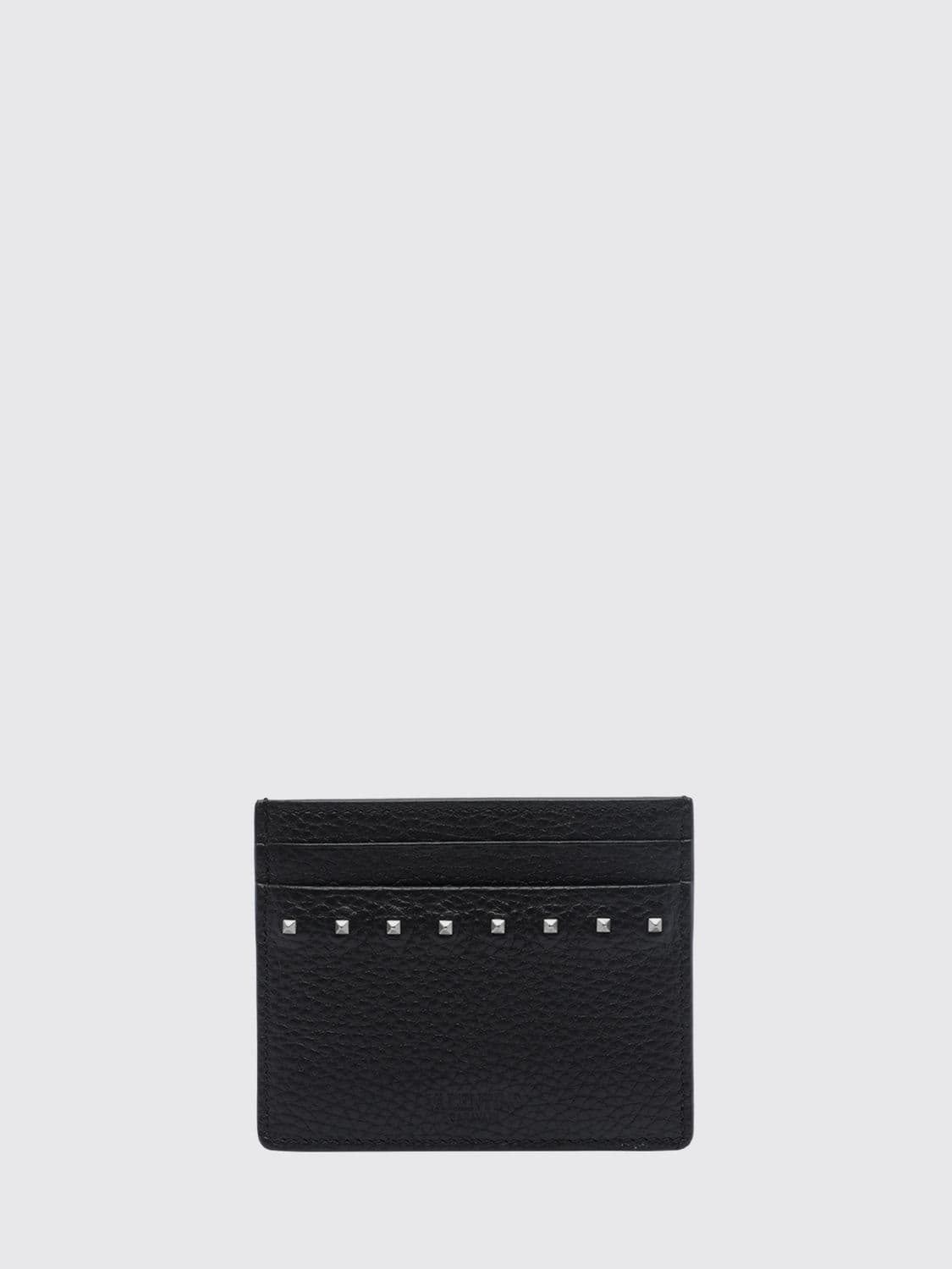 Valentino Garavani Rockstud Grained Calf Leather Card Holder with Logo · OS