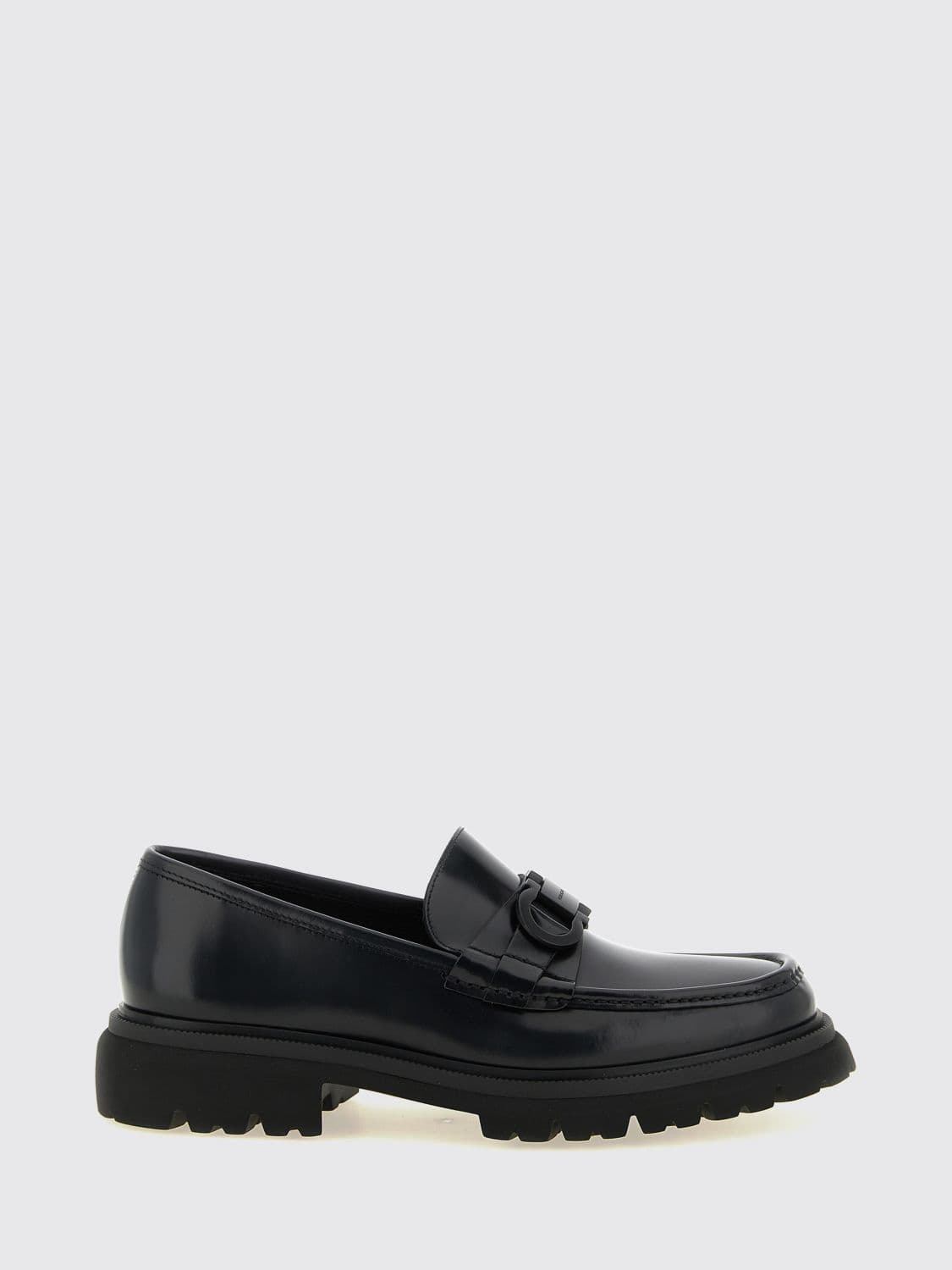 Ferragamo Gancini Brushed Leather Penny Loafers with Notched Sole