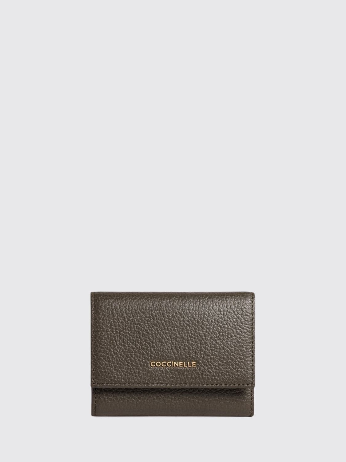 Coccinelle Metallic Soft Tri-Fold Wallet in Pebbled Leather