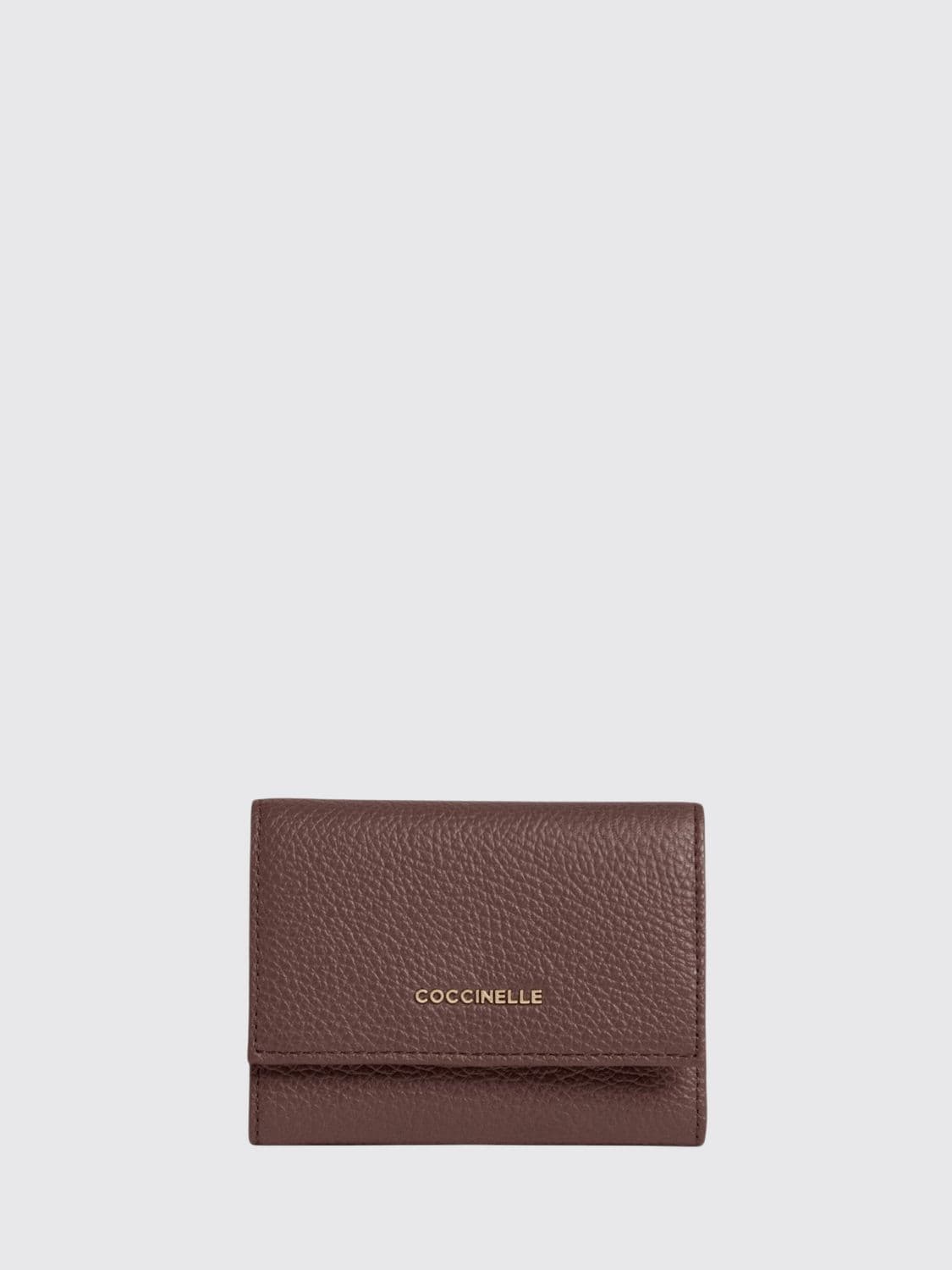 Coccinelle Metallic Soft Tri-Fold Wallet in Pebbled Leather