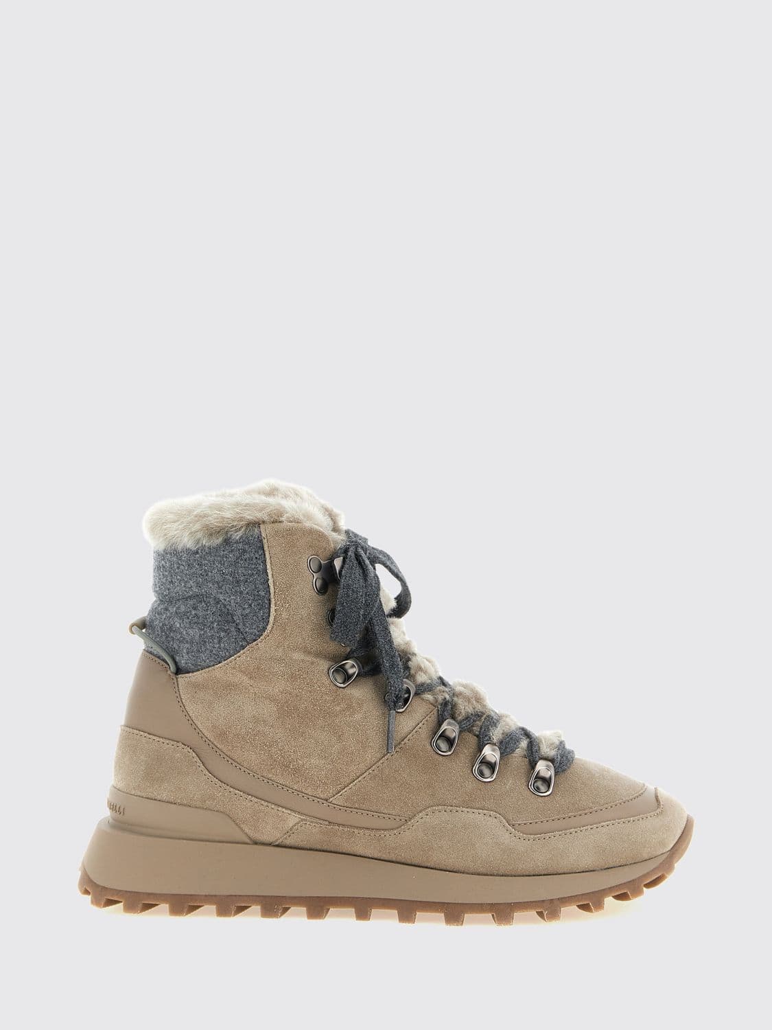 Brunello Cucinelli Calfskin Suede Hiking Boots with a Padded Ankle Collar