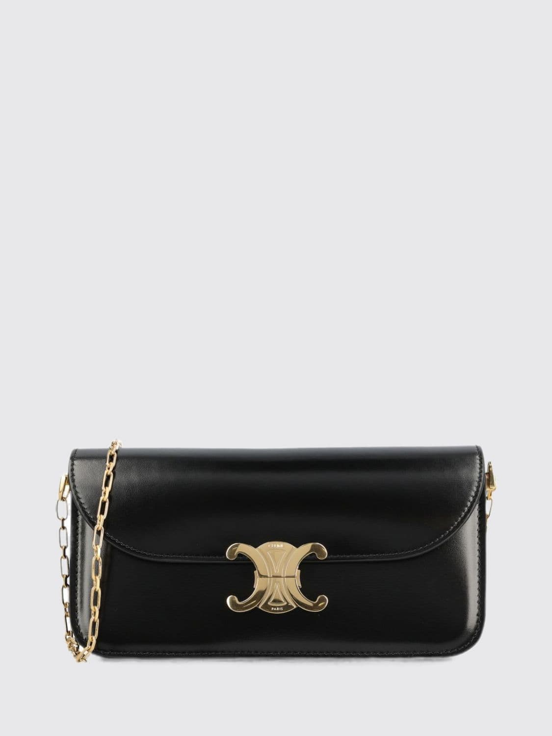 Celine Triomphe Mini Leather Crossbody Bag with Metallic Clasp