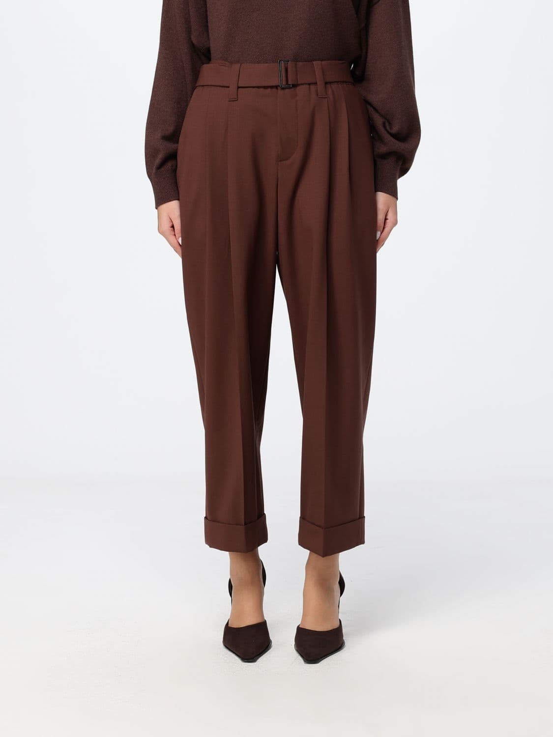 Brunello Cucinelli Cropped Tailored Wool Blend Trousers with Darts