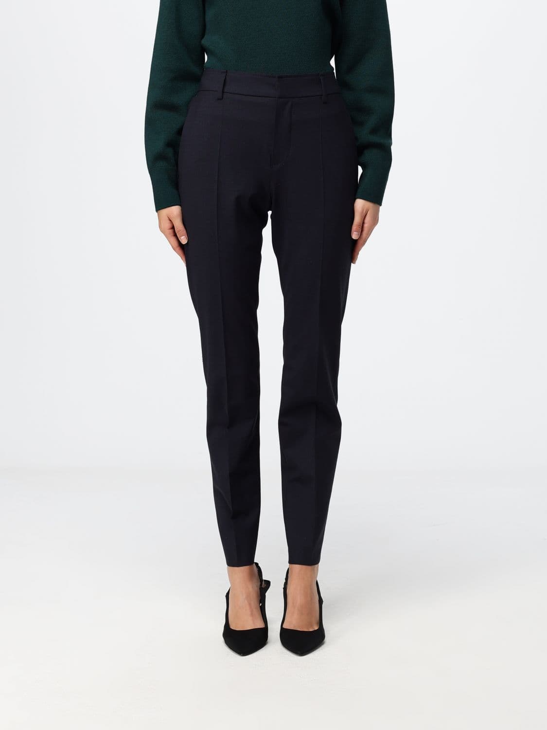 Brunello Cucinelli Skinny Wool Blend Trousers with Monili Detail