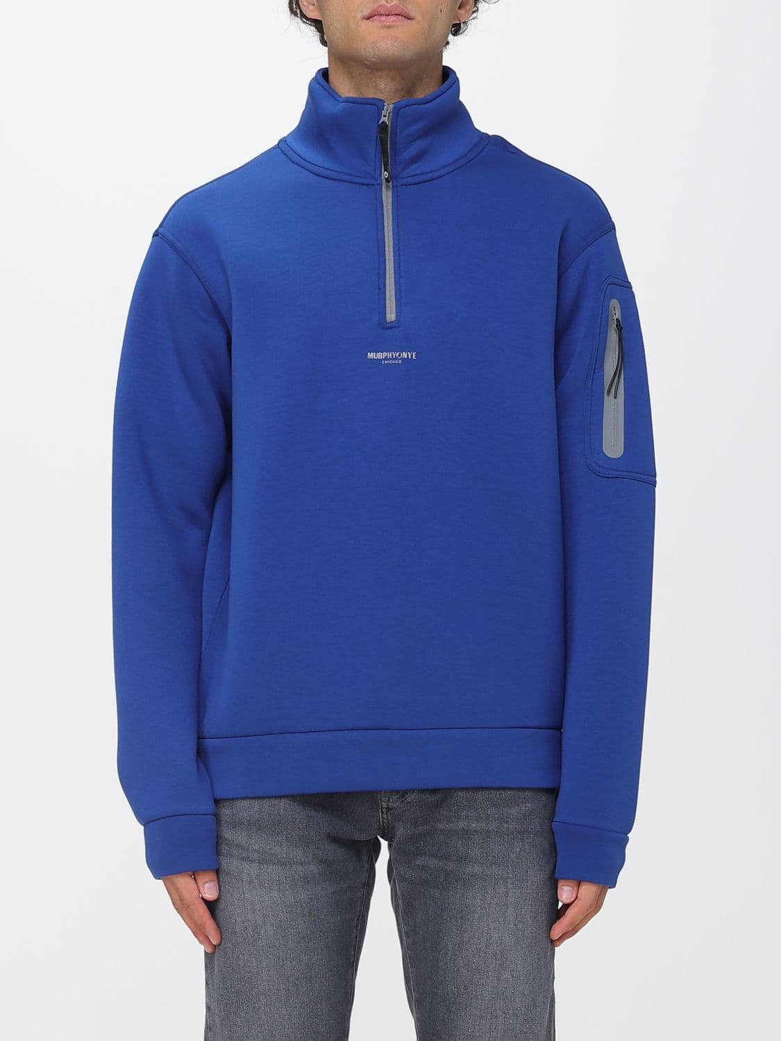 Murphy & nye High Neck Technical Zipped Sweatshirt in Neoprene