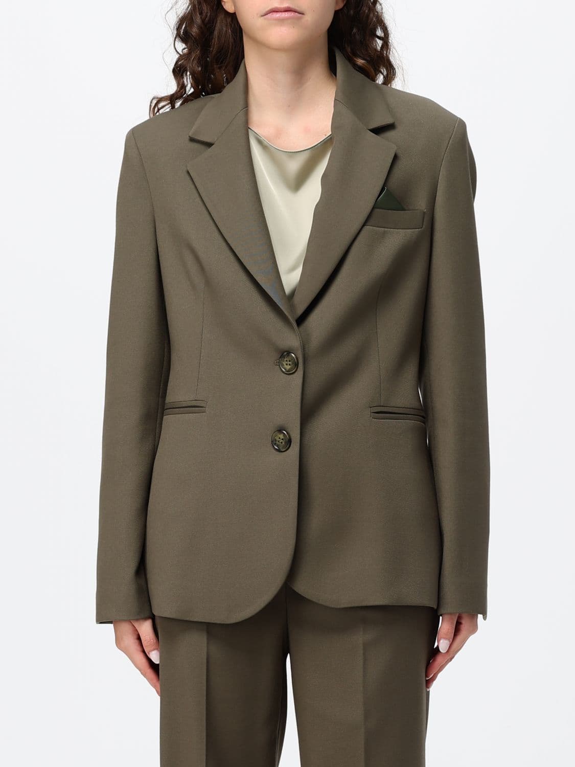 Hanita Single-Breasted Recycled Polyester Blazer with Lapel Collar