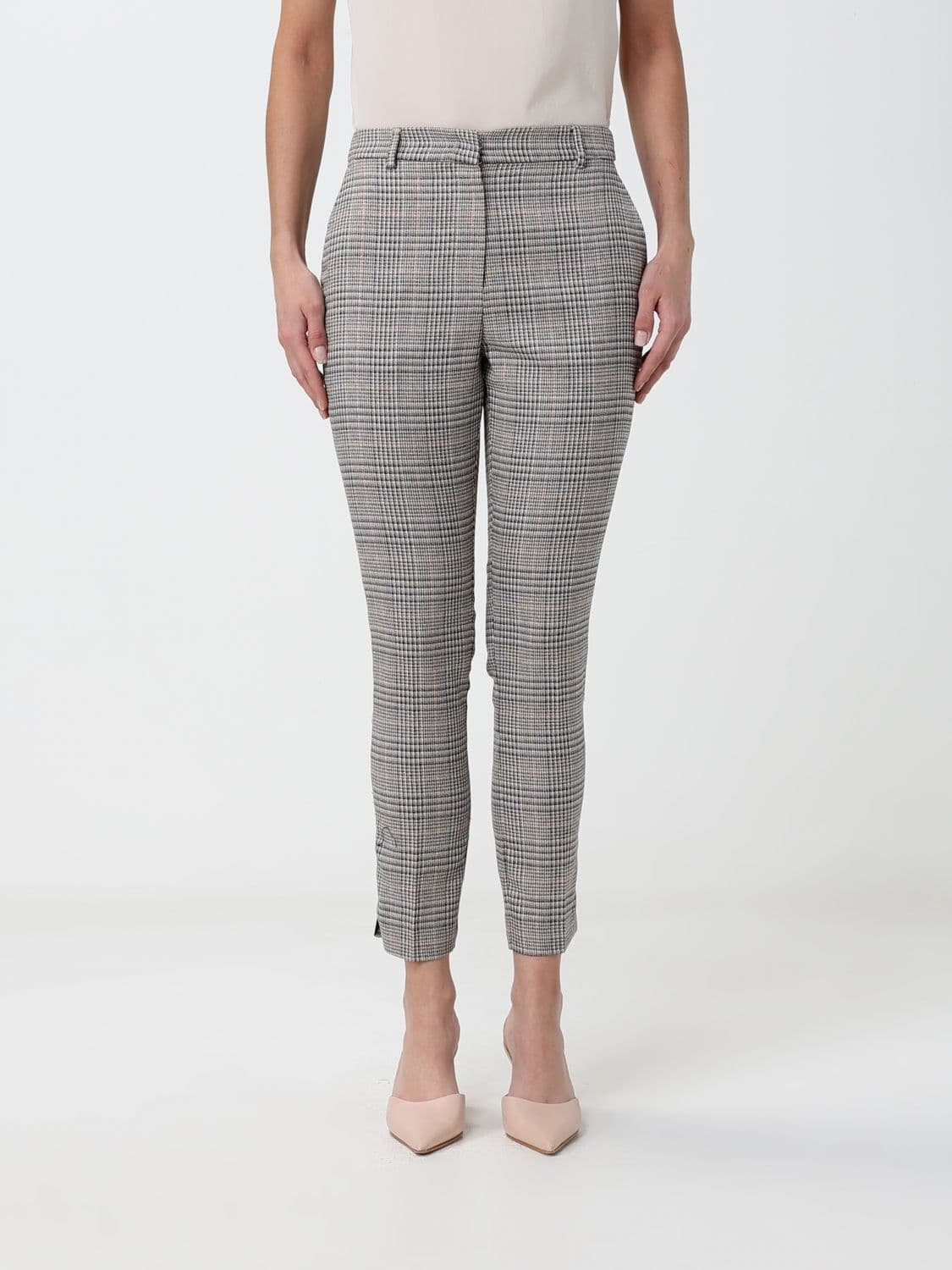 Hanita Prince of Wales Cropped Slim Fit Jersey Trousers