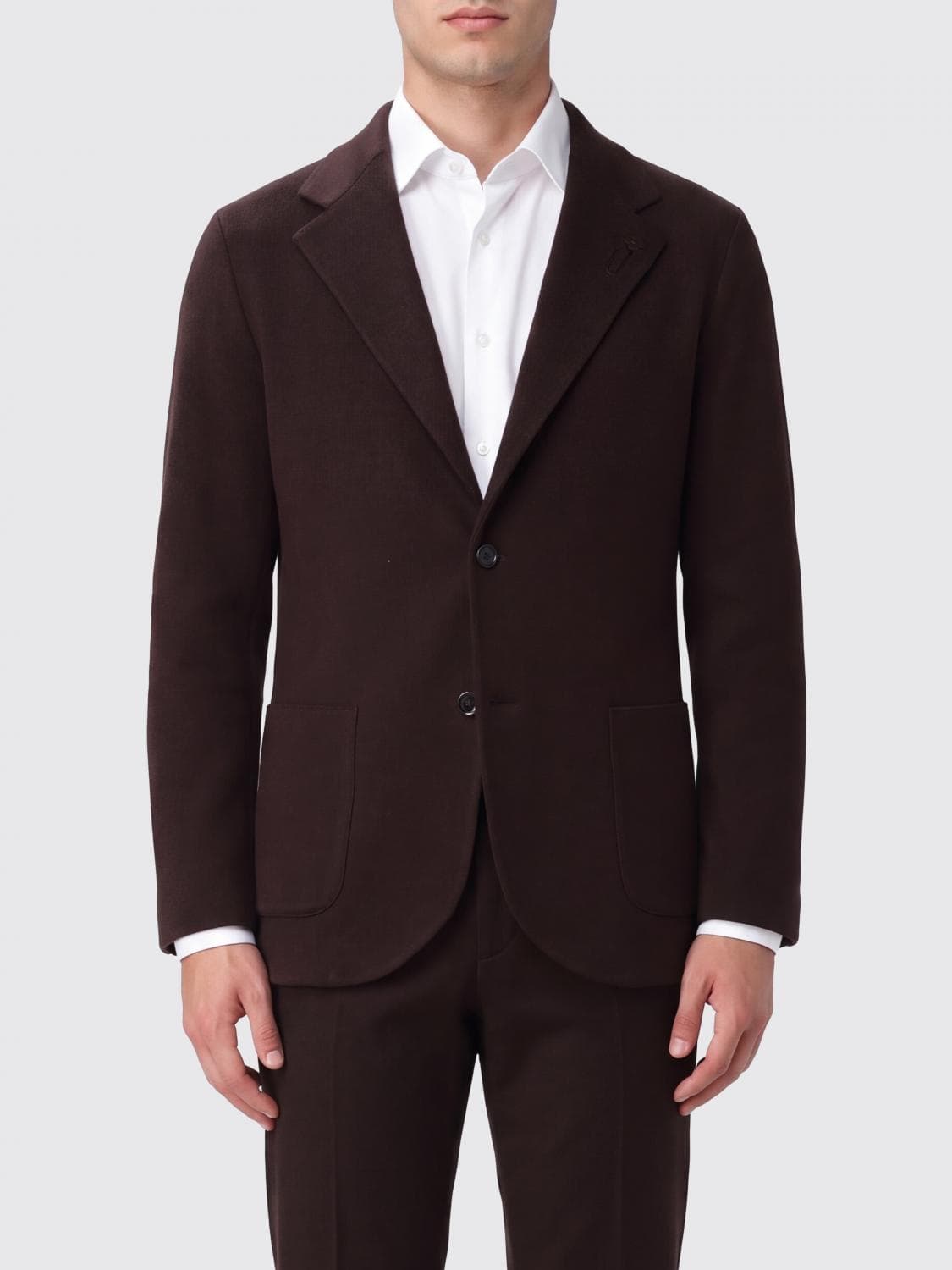 Lardini Single-Breasted Virgin Wool Blazer with Lapels and Patch Pockets
