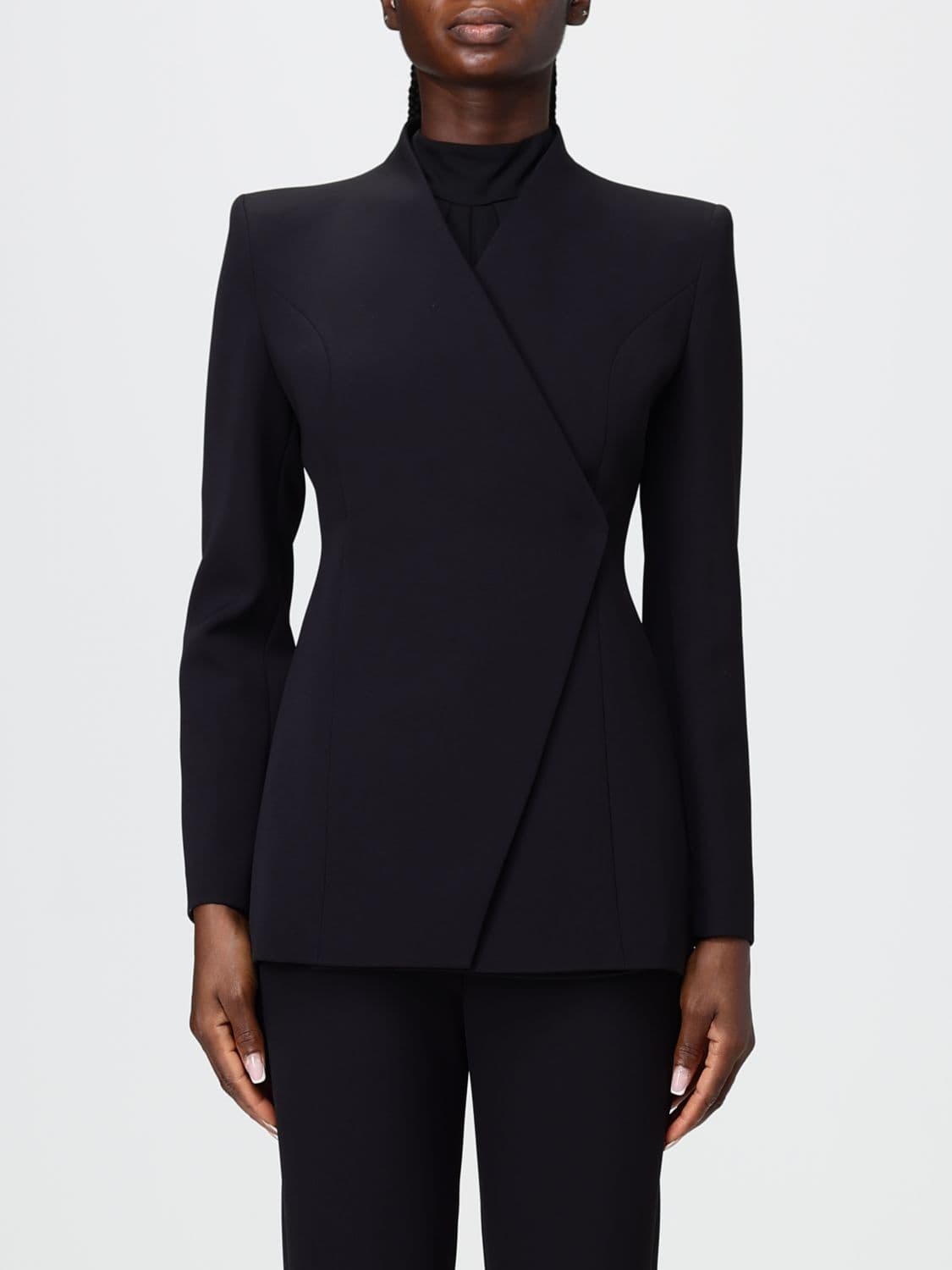 Hanita Cropped Double-Breasted Blazer with Concealed Fastening