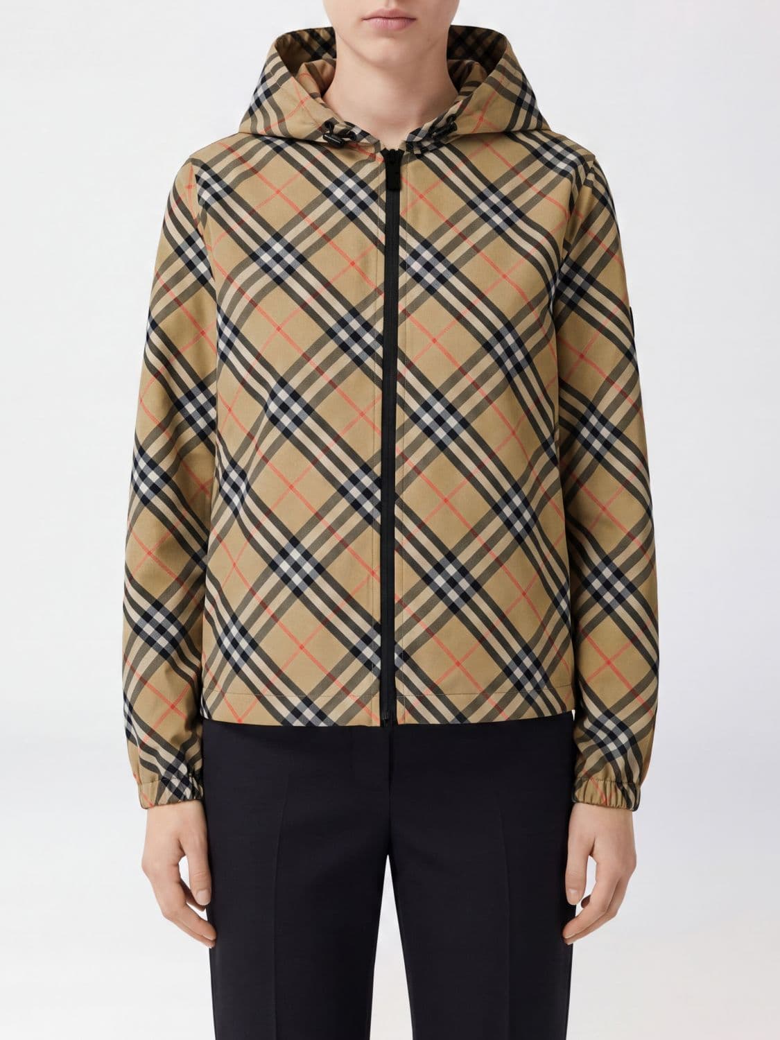 Burberry Vintage Check Hooded Windbreaker Jacket in Polyester