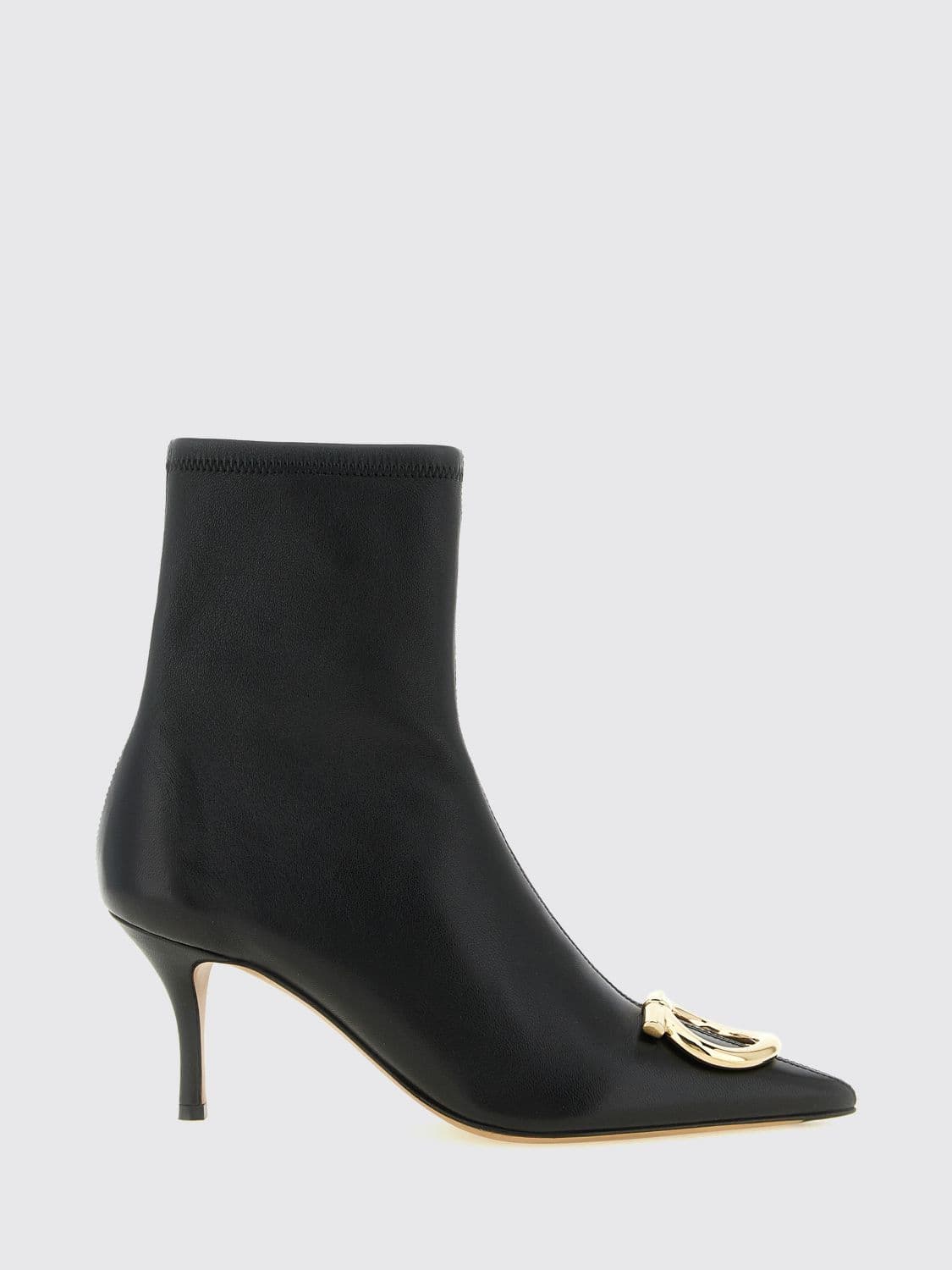 Ferragamo Maxi Gancini Stretch Fabric Stiletto Heel Ankle Boots