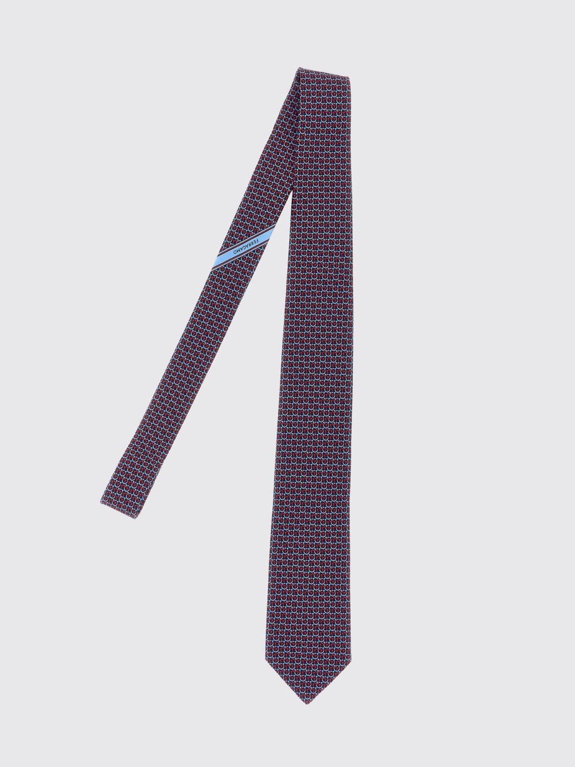 Ferragamo Silk Tie with All-Over Gancini Monogram Pattern · OS