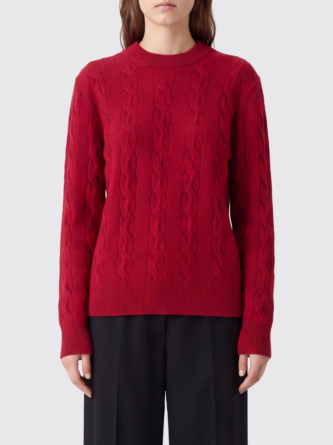Ami Paris Crewneck Jumper in Pure Merino Wool with Ribbed Trims