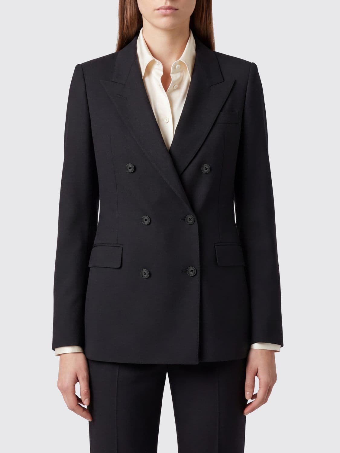 Tagliatore Slim Fit Double-Breasted Blazer in Wool Blend with Peak Lapels