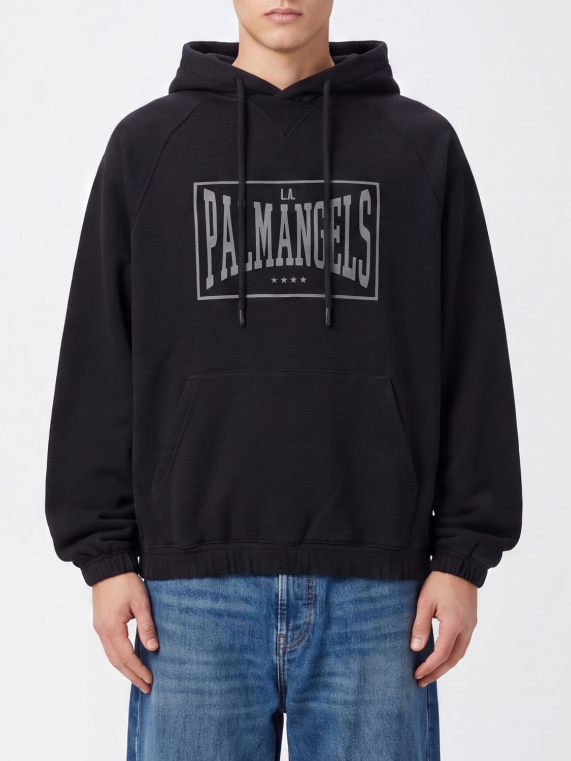 Palm Angels Relaxed Fit Logo Print Cotton Hoodie