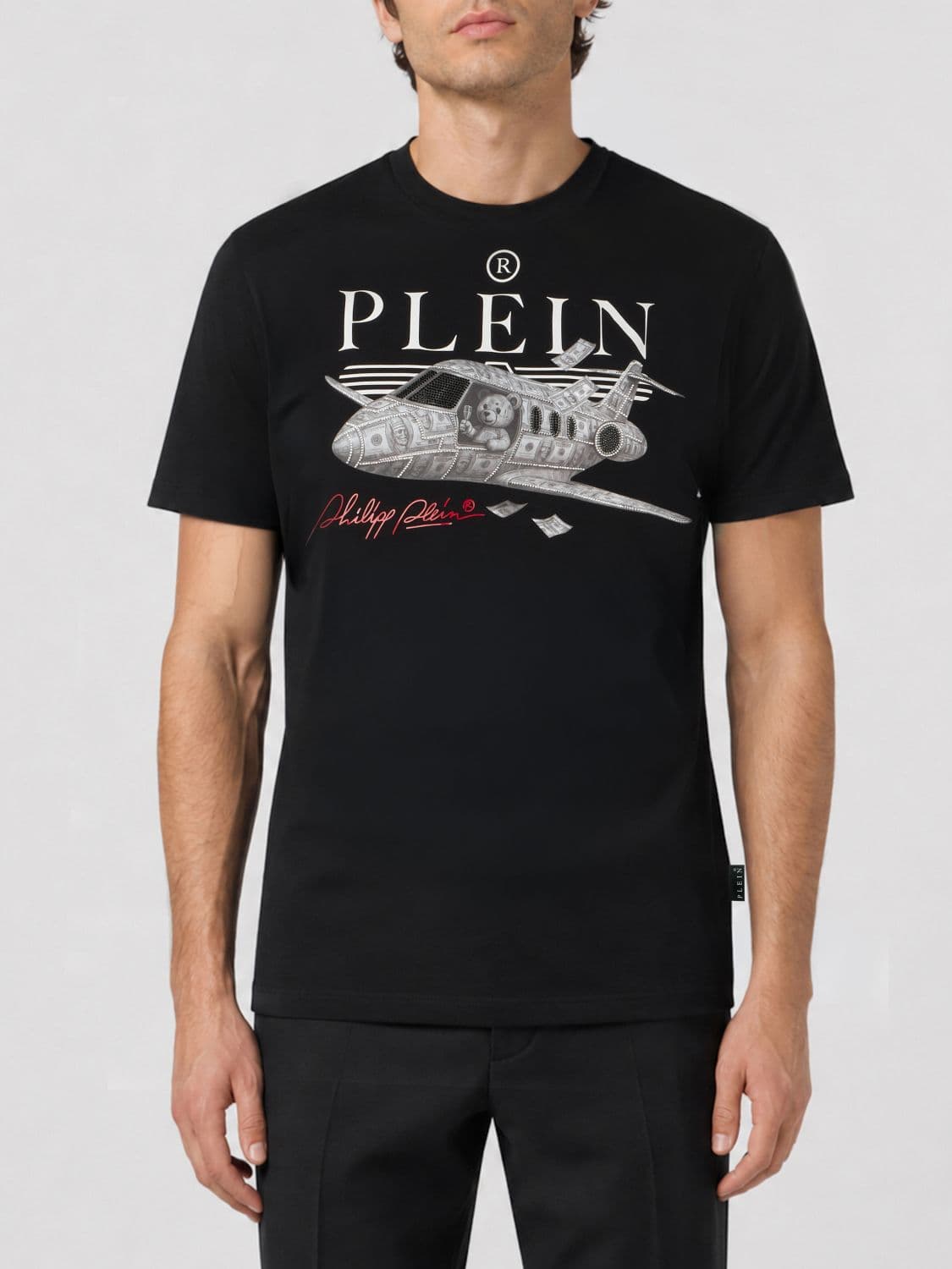 Philipp Plein Cotton T-shirt with Rhinestone-Embellished Logo and Graphic