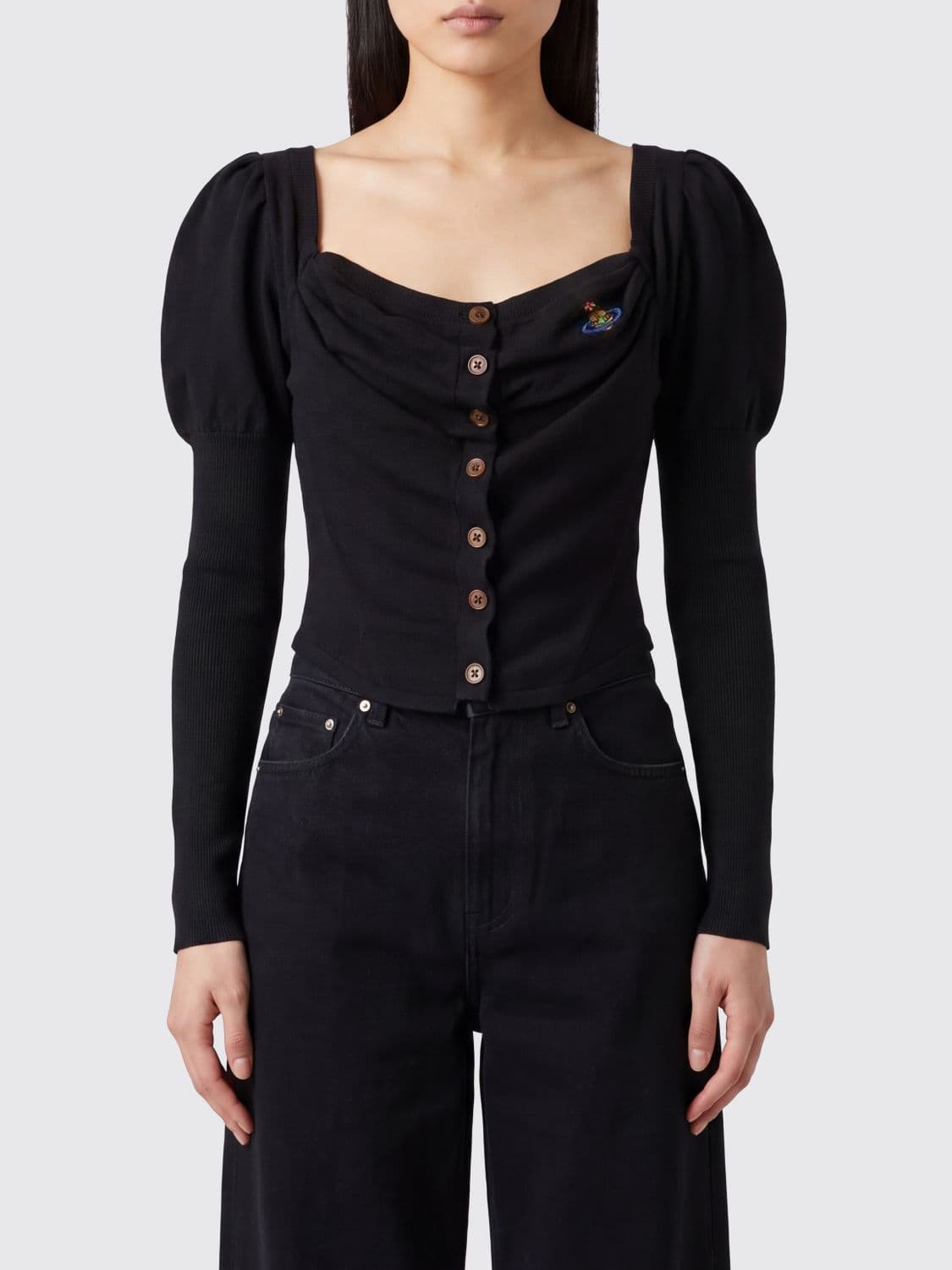 Vivienne Westwood Draped Neck Corset Top in a Wool and Silk Blend
