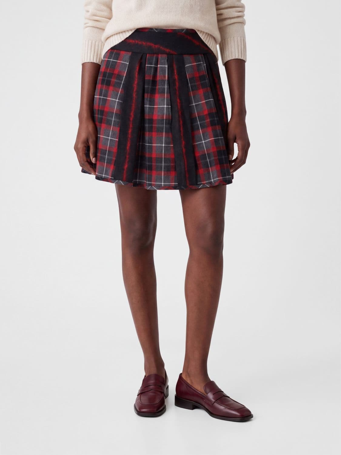 Vivienne Westwood High-Waisted Pleated Mini Skirt in Tartan Wool