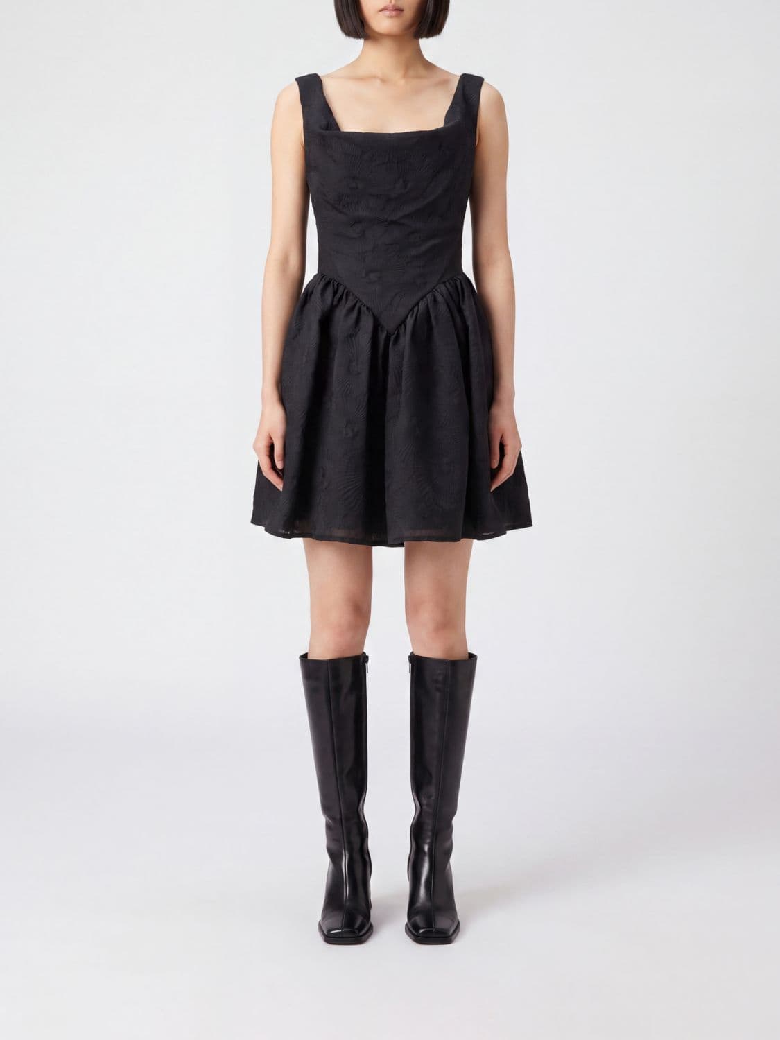 Vivienne Westwood Square-Neck Cotton Bustier Mini Dress with Thin Straps