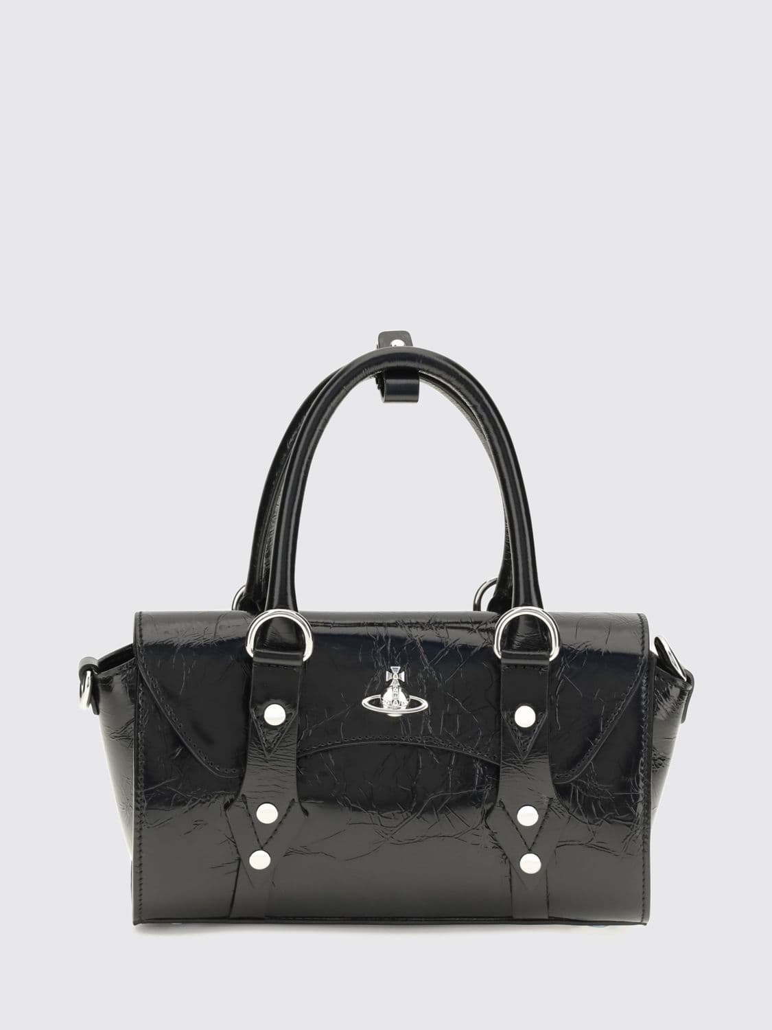 Vivienne Westwood Bettina Crackled Leather Mini Handbag with Orb Logo · OS