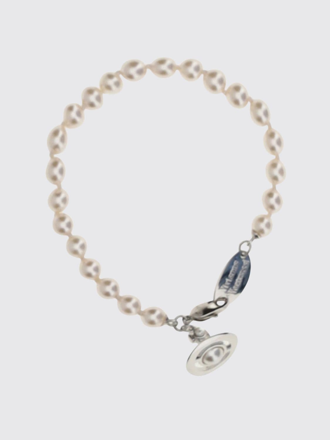 Vivienne Westwood Brass Bracelet with Pearls and Orb Logo Charm · OS