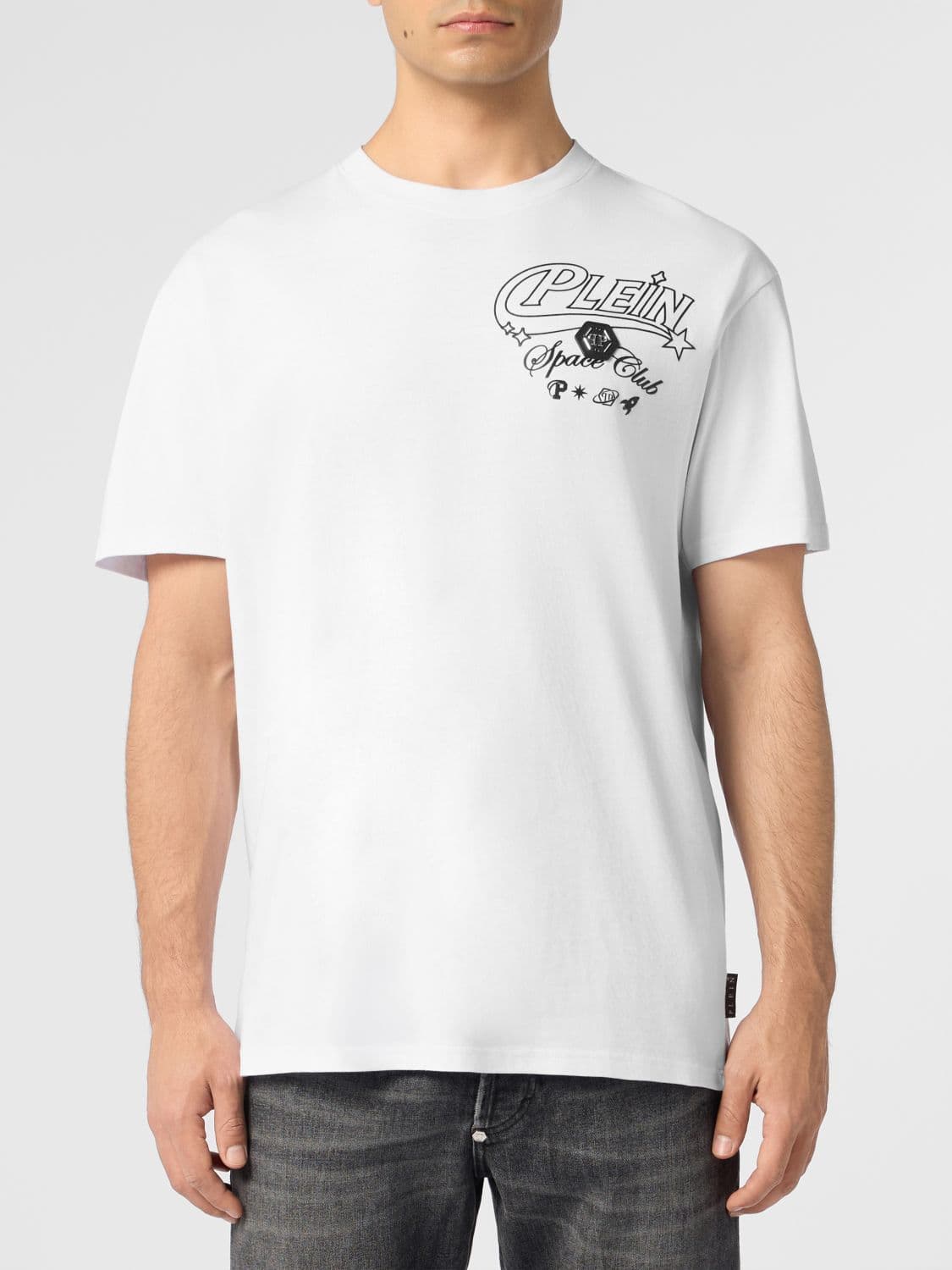 Philipp Plein Cotton T-shirt with Contrasting Logo and Slogan Print