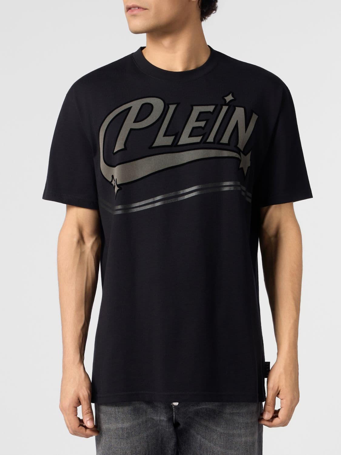 Philipp Plein Cotton T-shirt with Contrasting Logo and Dropped Shoulders