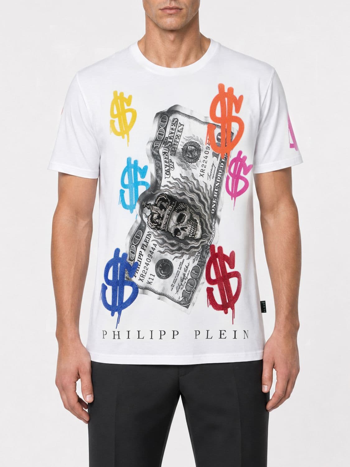 Philipp Plein Crew-Neck Cotton T-Shirt with Front Graphic Print