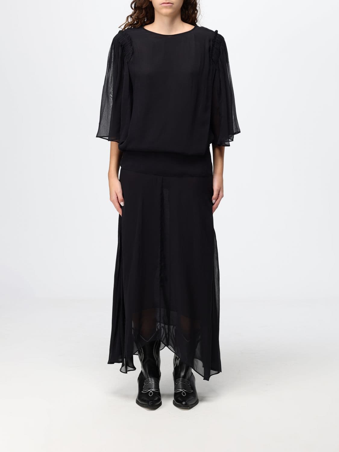 Isabel Marant Etoile Firda Asymmetric Hem Midi Tunic Dress in Viscose