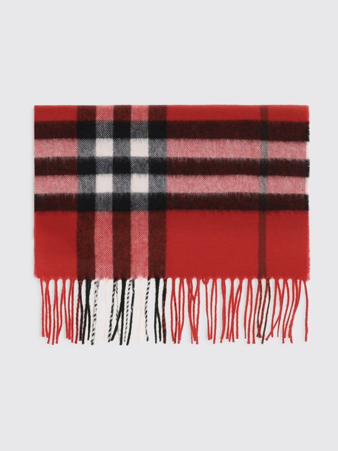 Burberry Tartan Cashmere Scarf with Fringed Ends