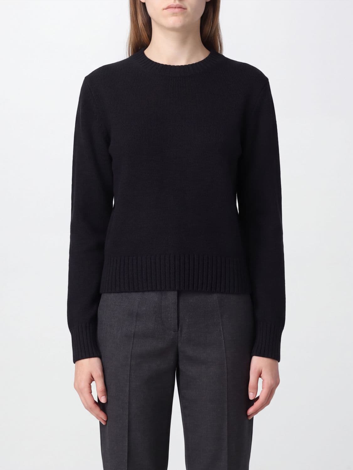 Ami Paris Wool and Cashmere Crew Neck Jumper with Ribbed Trims
