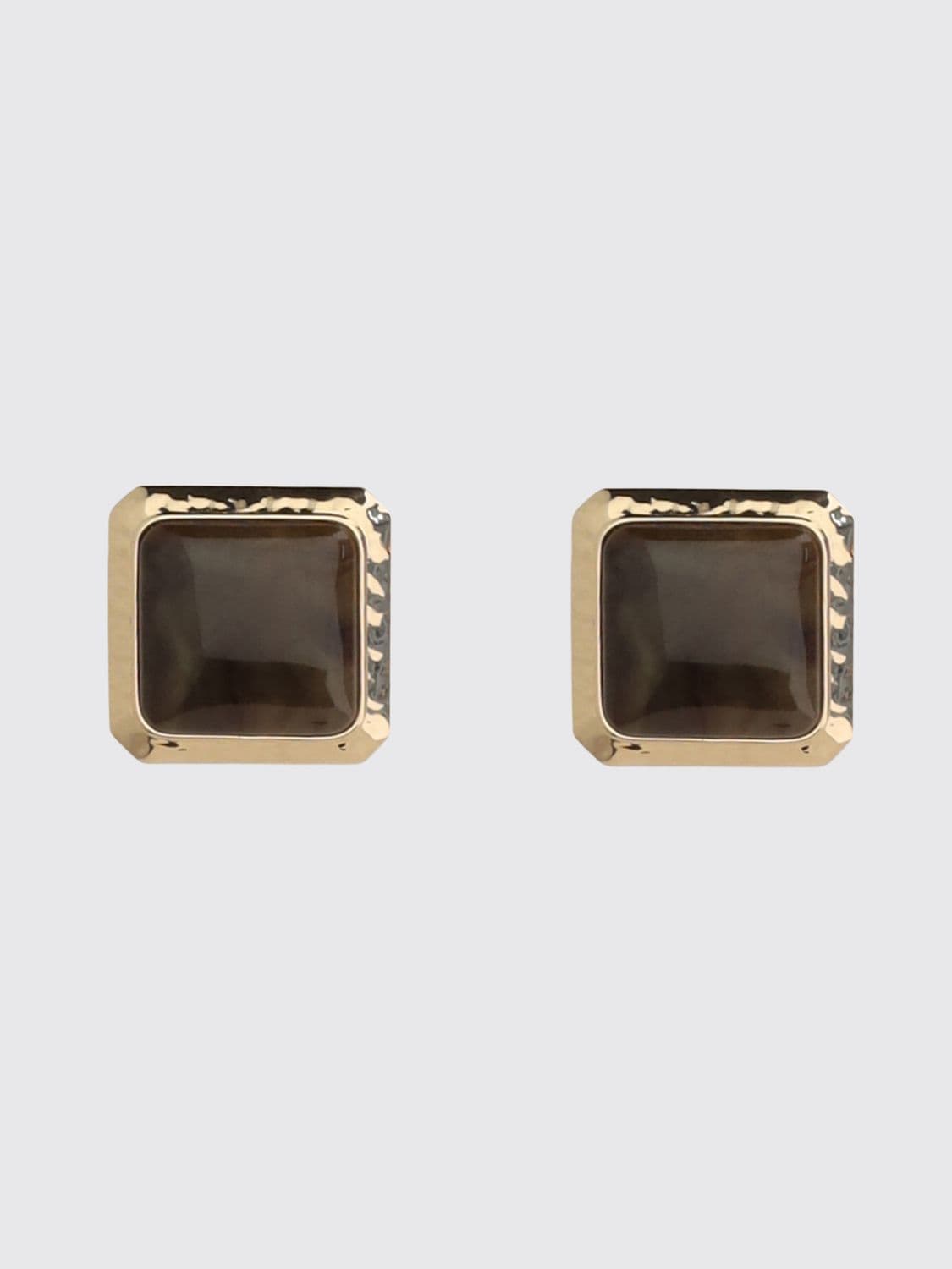 Self-Portrait Square Brass Button Earrings with Crystals · OS