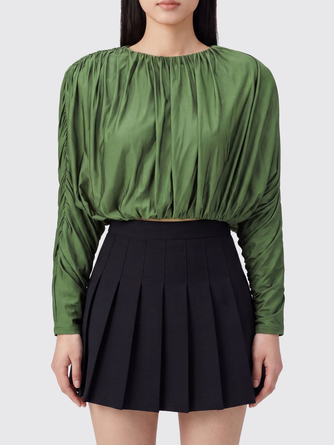 Self-Portrait Draped Cropped Long-Sleeved Jersey Top · 6