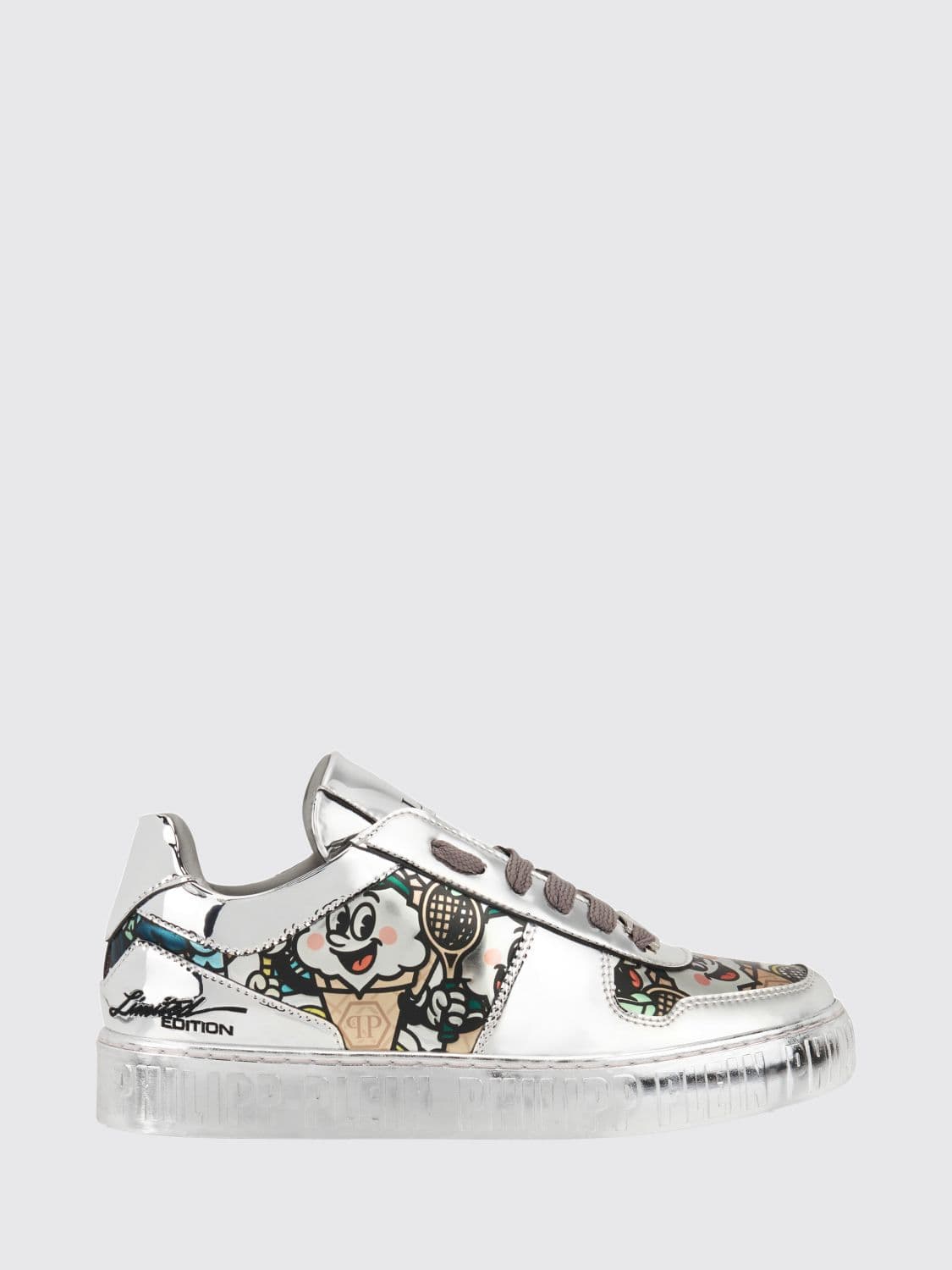 Philipp Plein 3D Ice Cream Low Top Patent Sneakers with Graphic Print