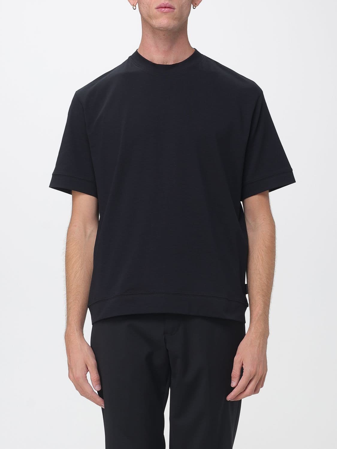 Paolo Pecora Cotton Crew-Neck T-Shirt with Short Sleeves and Dropped Shoulders