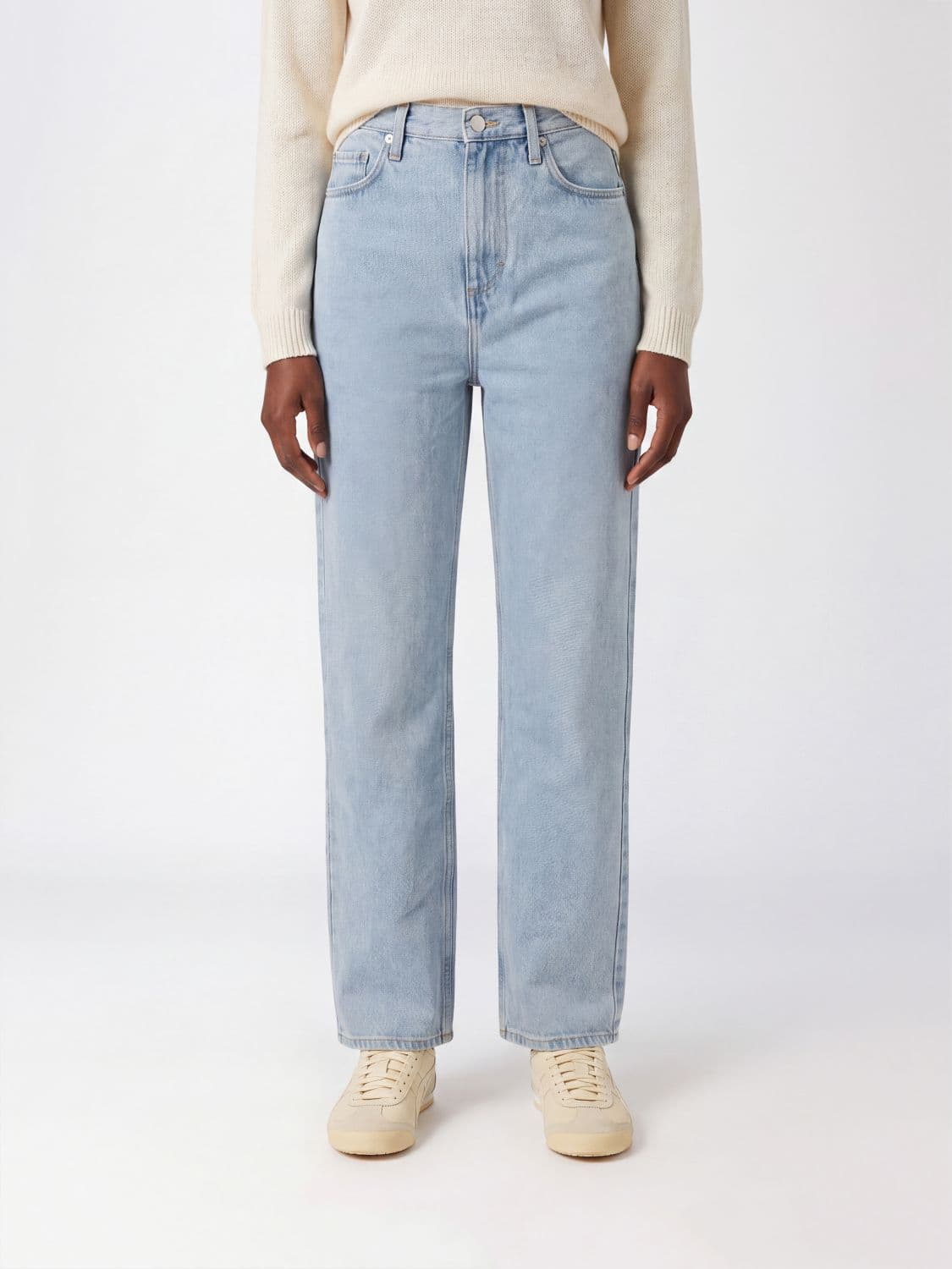Loulou De Saison Jude High-Waisted Wide Leg Cotton Denim Jeans