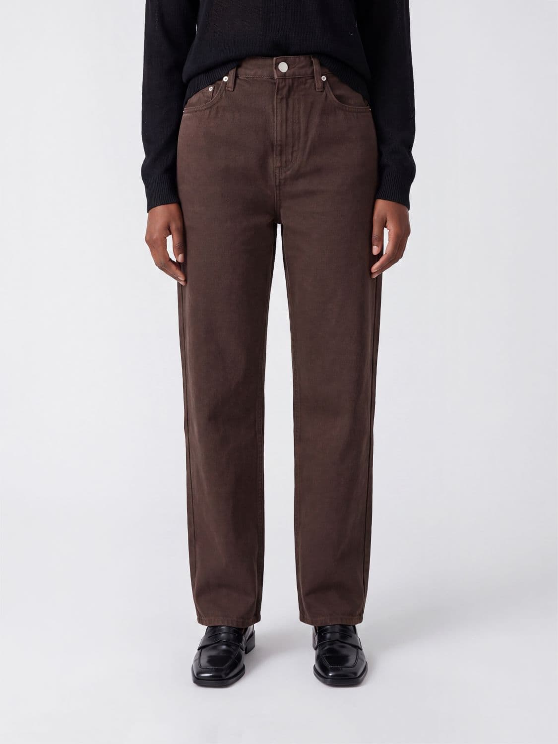 Loulou De Saison Jude High-Waisted Wide Leg Cotton Denim Jeans