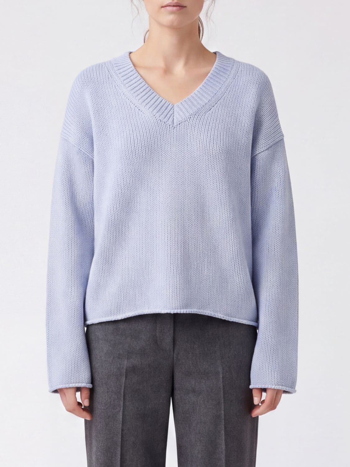 Loulou De Saison Derry 100% Cashmere V-Neck Jumper with Dropped Shoulders · L