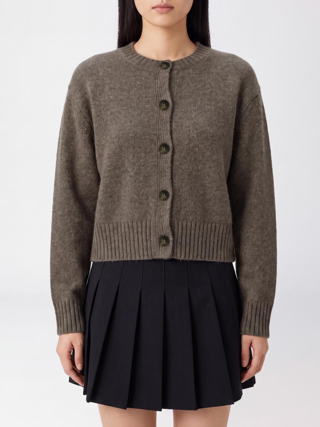 Loulou De Saison Remus Merino Wool Crewneck Cardigan