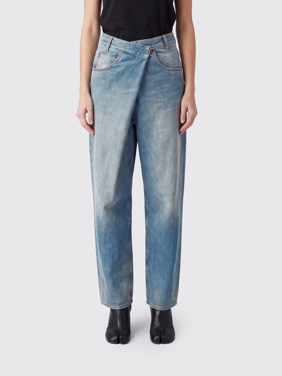 Maison Margiela High-Waisted Wrap Denim Jeans with Asymmetric Fastening and Straight Cut