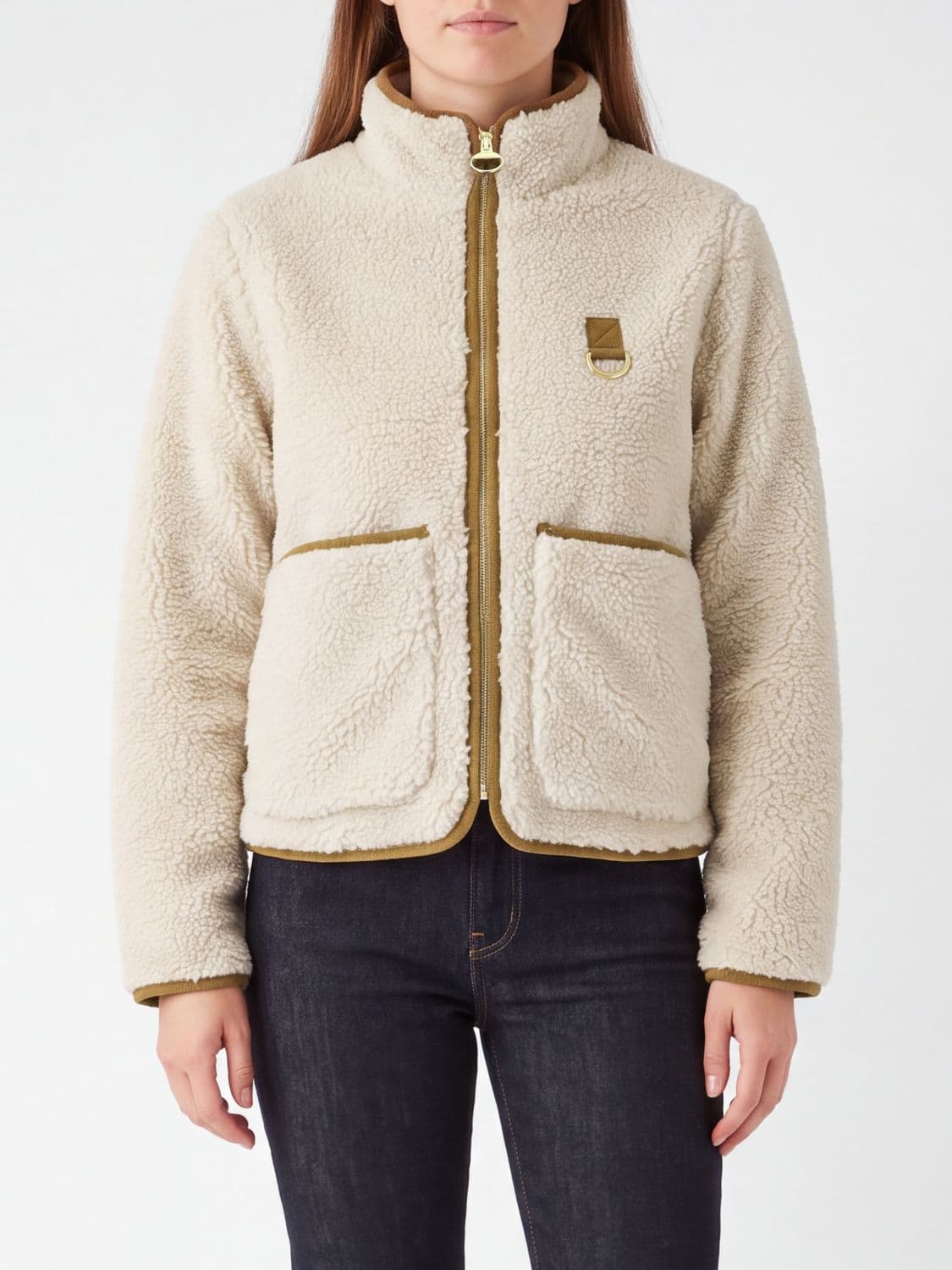 Barbour Elenora High Neck Fleece Jacket in Recycled Fabric with Patch Pockets