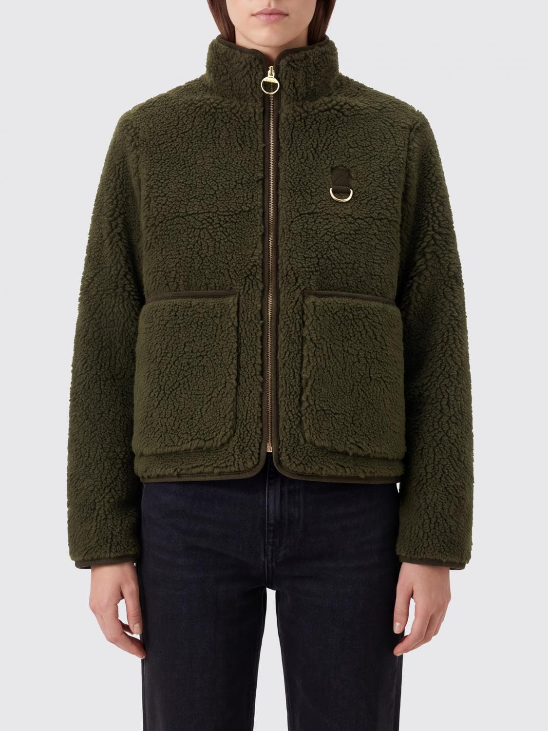 Barbour Elenora High Neck Fleece Jacket in Recycled Fabric with Patch Pockets