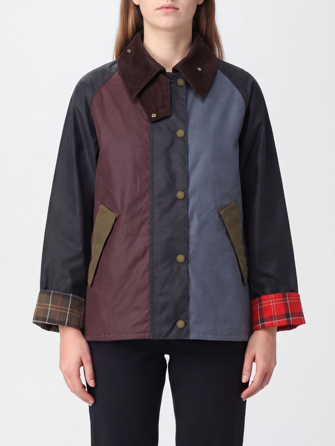 Barbour Patchwork Transport Waxed Cotton Jacket with Velvet Collar