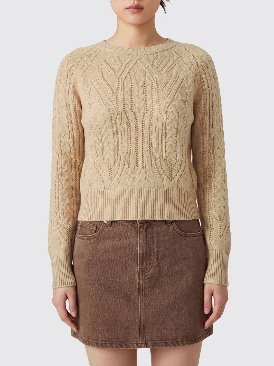 Ermanno Scervino Crewneck Jumper in Pure Cashmere with Ribbed Trims