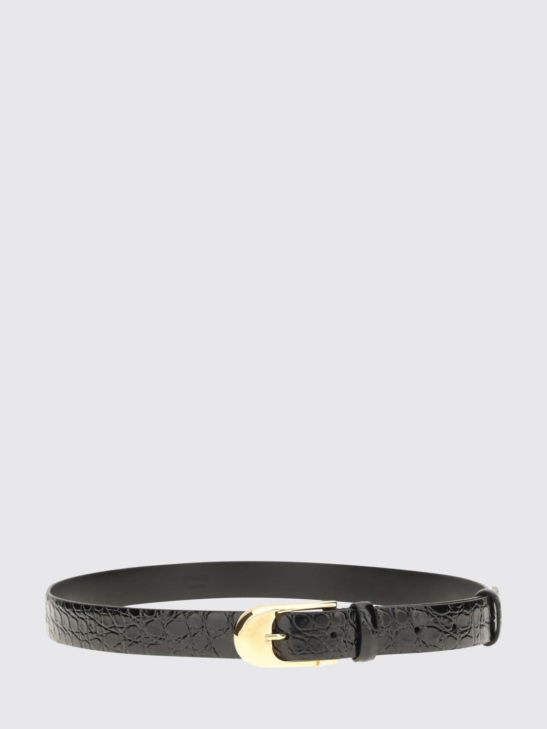 Khaite Cowhide Leather Belt with 18kt Gold-Plated Buckle