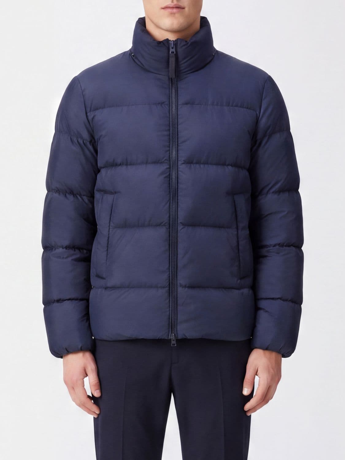 Woolrich Quilted Nylon Down Jacket with High Neck and Zip Closure
