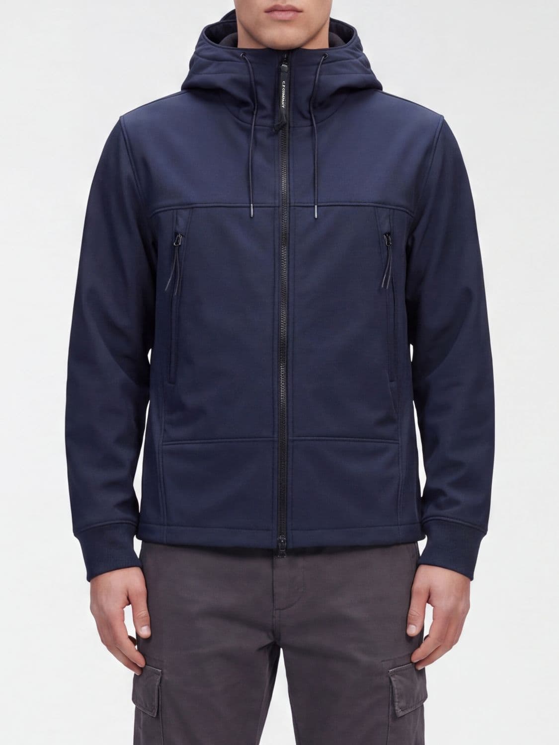 C.p. Company C. P. COMPANY Shell Softshell Hooded Jacket with Zip Closure