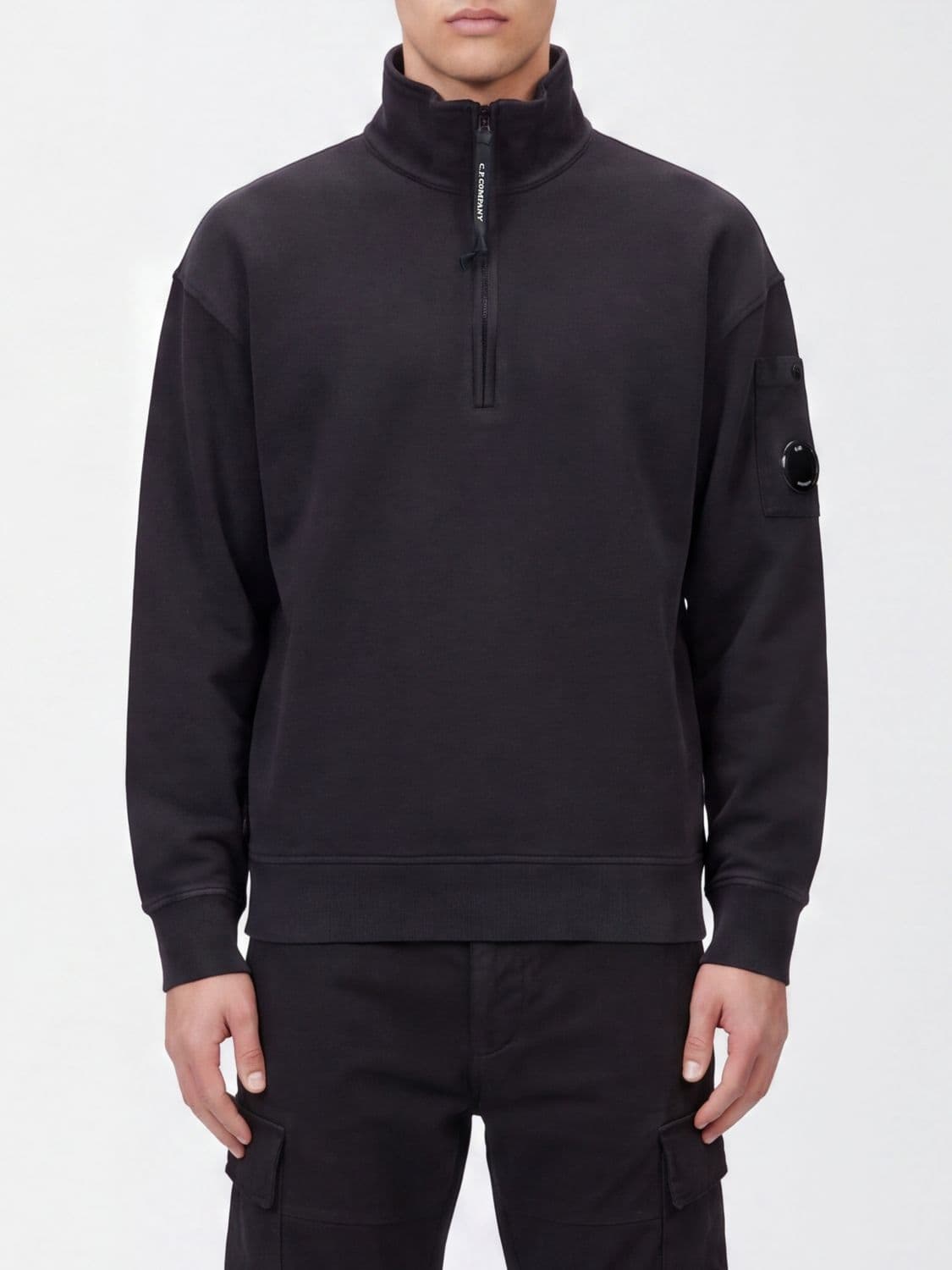 C.p. Company C. P. COMPANY Cotton High Neck Half-Zip Sweatshirt